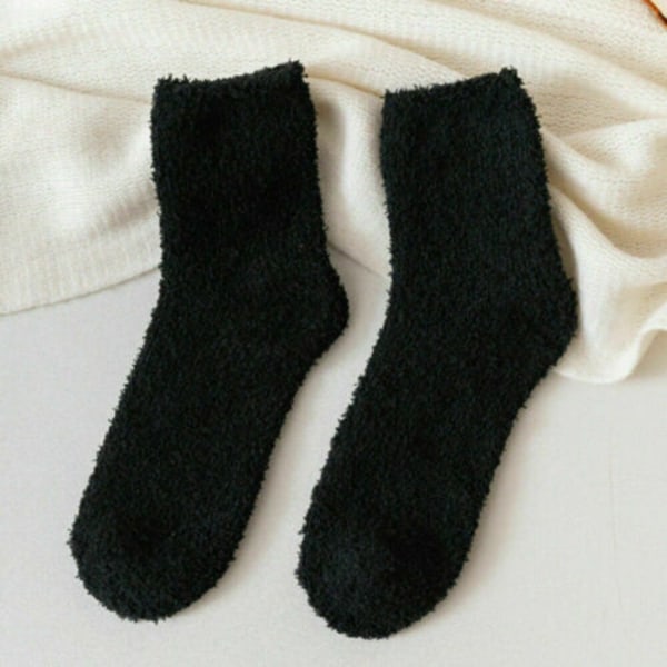 6 Par Dam Mjuka Fluffiga Sängstrumpor Vinter Varm Slipper Sock black