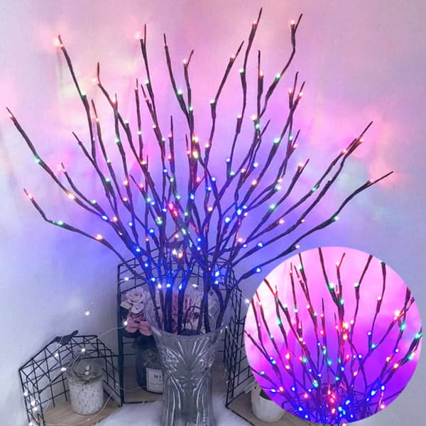 20 LED Branch Tree Light Battery Powered Decor WillowTwig Lights colorful