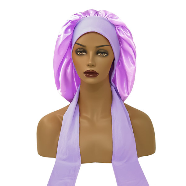 brättad elastisk lång svans överdimensionerad cap band rund hatt One size fits all Light purple