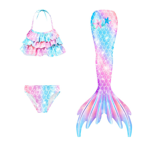 Fishtail baddräkt för barns strand bikini sjöjungfru baddräkt 8-9 years old 130#