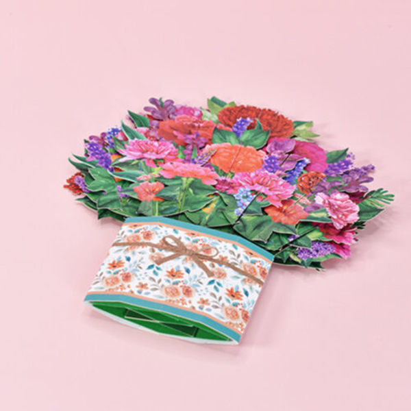 3D Pop Up Hälsning Mors Dag Kort Födelsedag Bukett Blommor B