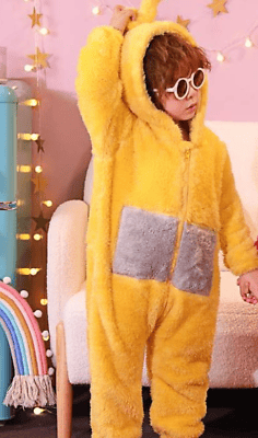 Anime Teletubbies Kostym Barn Pyjamas Sovkläder Jumpsuit yellow 85-105cm