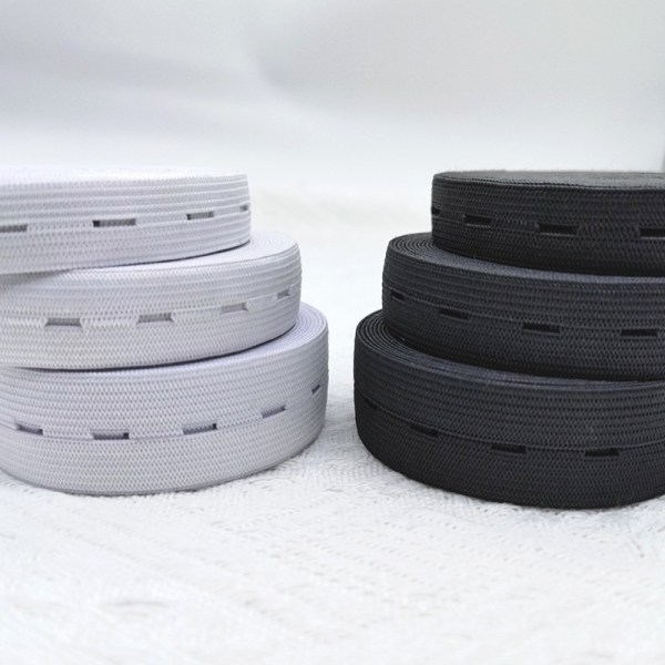 Elastisk knaphulsbånd Elastisk bånd, praktisk og alsidigt Black Bredd: 2,5cm
