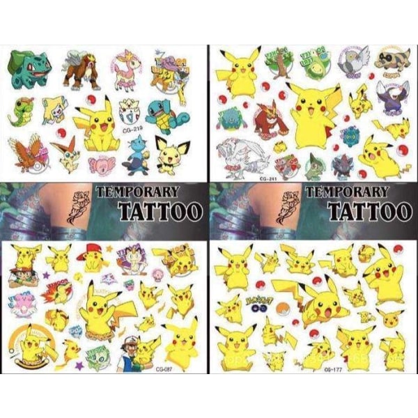 Pokemon-sarjat - tatuointeja, tarroja, keräilyhahmoja Multicolor