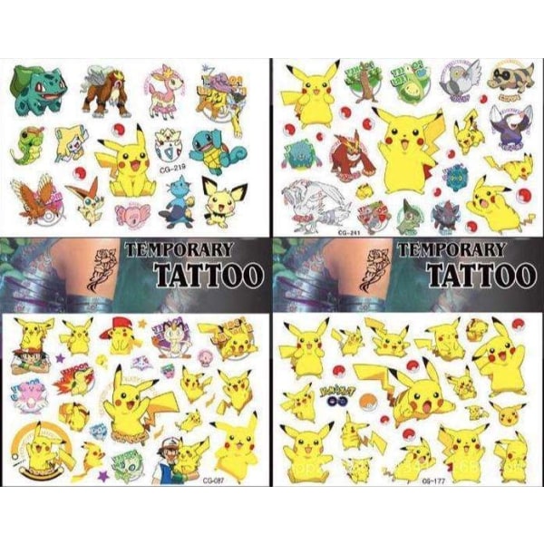 Pokemon-sæt - tatoveringer, klistermærker, samlerfigurer Multicolor