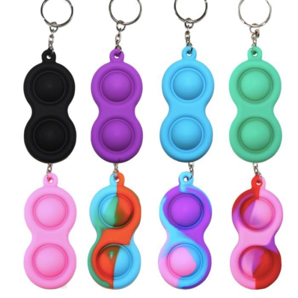 2-pack Enkel fordypning, MINI Pop it Fidget Finger Toy - Nøkkelring Multicolor