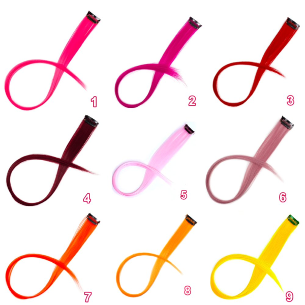 3 Clip-on løkker / Extensions - 24 farger 1. Neon rosa