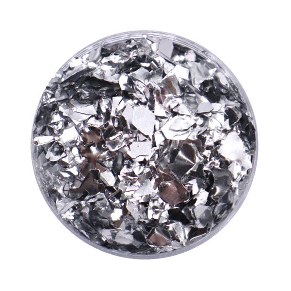 Kynsien glitter - Flakes / Mylar - Hopea metallinen - 8ml - Glitter Silver