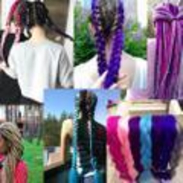 Jumbo braids, Ombre braids , Rasta flätor  - 30 färger DarkPurple Enfärgad - #A34