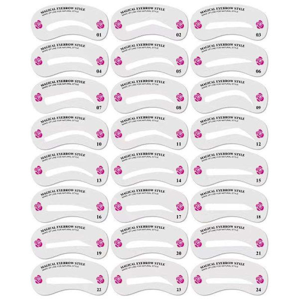 Ögonbrynsschabloner - 24-pack - Ögonbrynsstenciler Vit