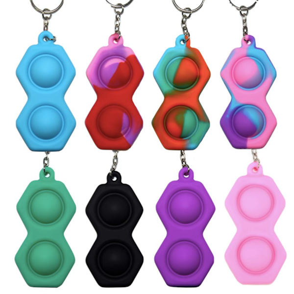 2 kpl Yksinkertainen kuoppa, MINI Pop it Fidget Finger Lelu / Lelu - CE Blå - Lila - Rosa