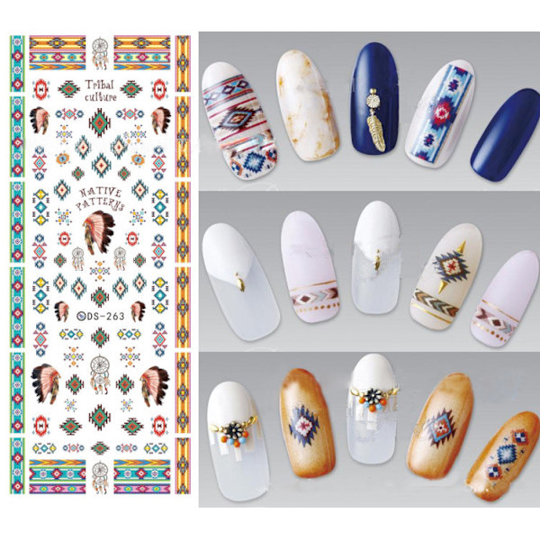 Vattenstickers tribal, nagelstickers MultiColor DS-270