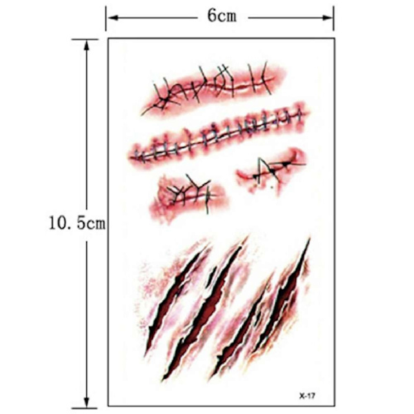 20 Halloween - Sårtatovering / Tatoveringsklistremerker
