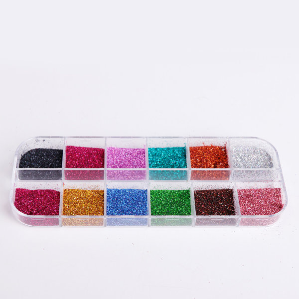 12 finkornet glitter i en boks Multicolor