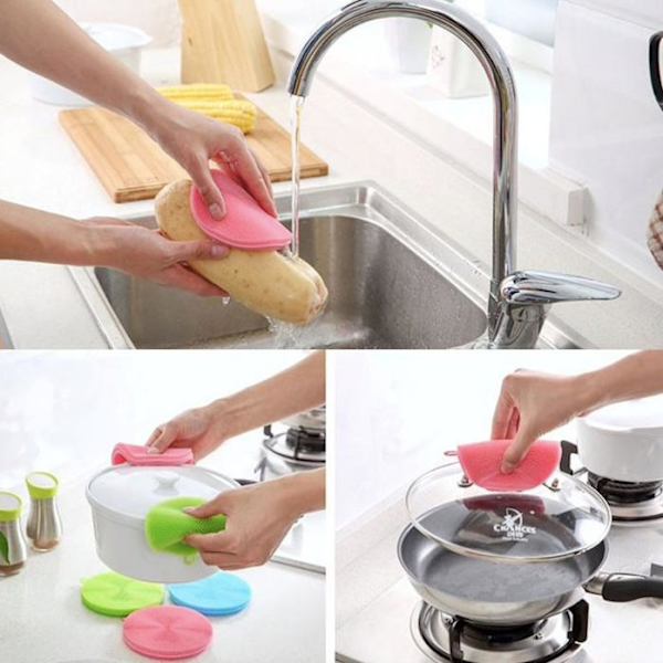 2-pack Disksvamp i silikon - Magnic Silicone Dish Sponge Washing multifärg