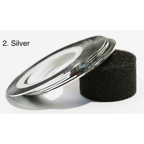 Stripetape, negletape, neglepynt 20 farger 2. Silver