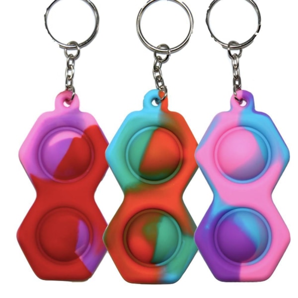 Enkel fordypning, MINI Pop it Fidget Finger Toy / Leksak- CE Blå - Grön - Orange Hexagon-Bubblor - Blå - Grön - Orang