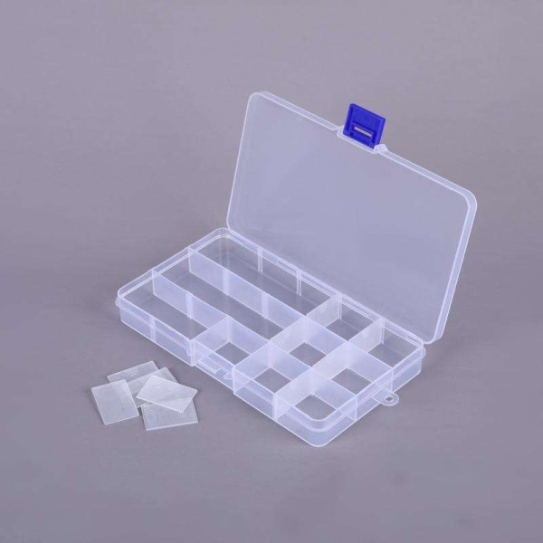 Oppbevaringsboks med 15 rom - 17,4 x 9,8 cm - Organizer Transparent