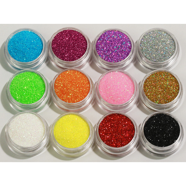 12 kpl hienojakoisia glitterpurkkeja Multicolor