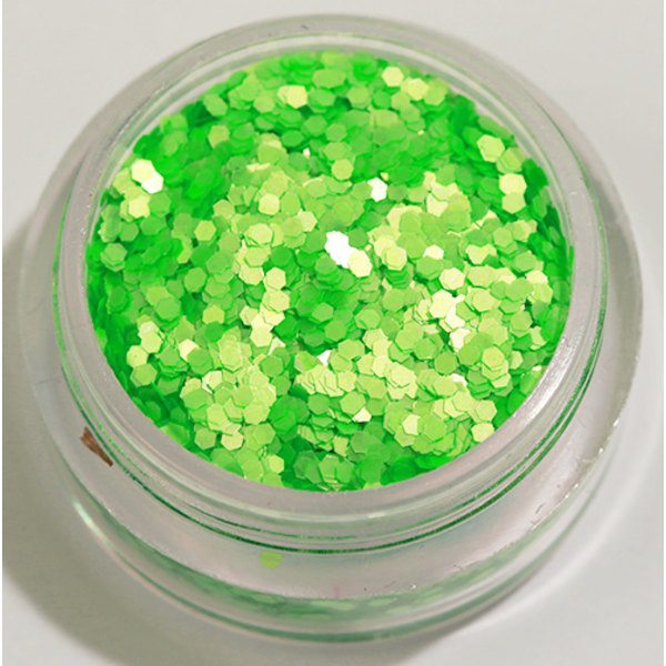Nagelglitter - Hexagon - Neon grön (matt) - 8ml - Glitter Grön