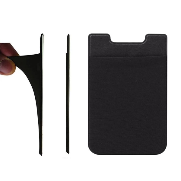 2 kpl Universal Mobile lompakko/korttiteline - Itsekiinnittyvä musta Black