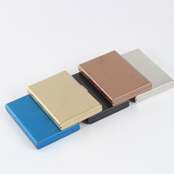 Korthållare med fack - Skyddar RFID - Rostfri - Plånbokmetall Blå