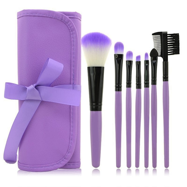 7st sminkborstar, professionellt make up set med fodral Svart