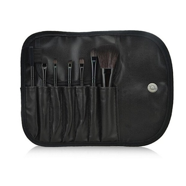 7 make-up børster, professionelt make-up sæt med etui Black