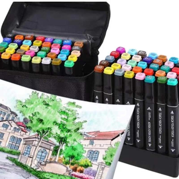 80-Pack - Merkepenner med etuier - Dobbeltsidig - Penner Multicolor