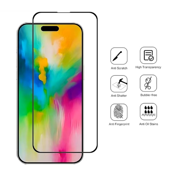 2 stk Hærdet glas iPhone 16/16 Pro/16 Pro Max - Skærmbeskyttelse Transparent iPhone 16 Pro Max