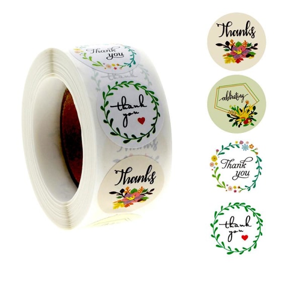 500st stickers klistermärken - Thank you motiv - Flowers multifärg