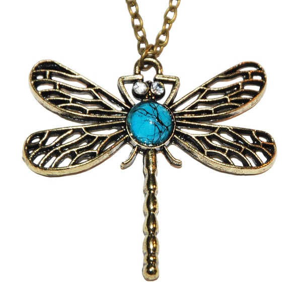 Halskæde Dragonfly turkis sten vintage mode retro Turquoise