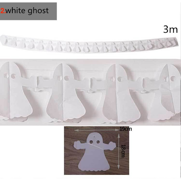Halloween - Dekorasjoner - Garland - Gresskar, spøkelser - 3m MultiColor Nr - 02
