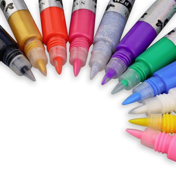 12 stk Neglelakkpenner, neglekunstpenn, Neglelakk Multicolor