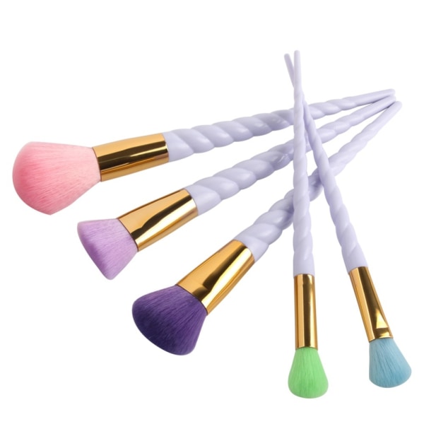 Färgglada Penslar: 5 Unicorn Rainbow Sminkborstar - Sminkpenslar multifärg