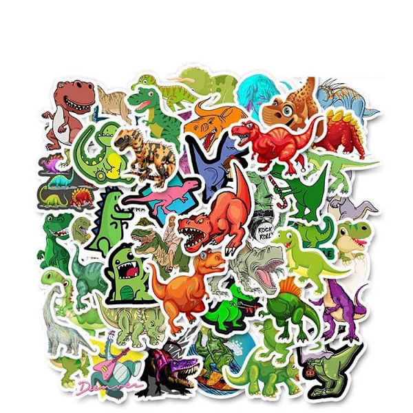 50 tarraa tarrat - Eläinaihe - Sarjakuva - Dinosaur Multicolor