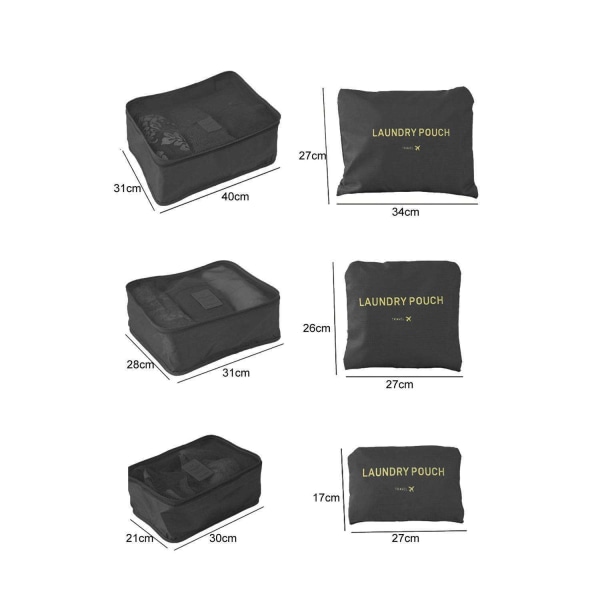 Kuffert Organizer Sæt - Perfekt til rejser - Kuffert Sæt Black