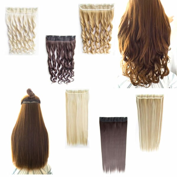 Clip-on / Hair extensions krøllete & rett 70cm - Flere farger Rakt - 2