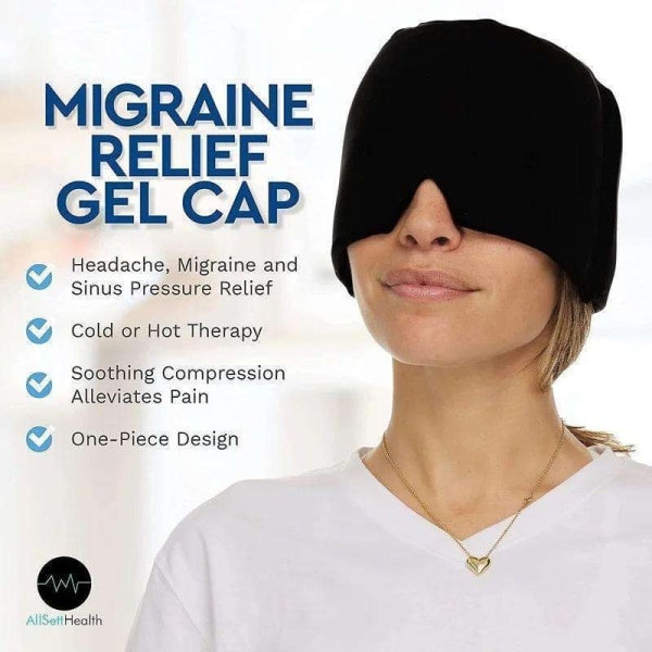 Gel Hot Cold Therapy päänsärkyä migreeniä lievittävä Cap Black