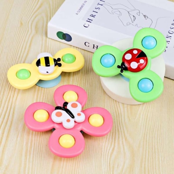 3 st Baby Sugkopp Spinner Leksaker Fidget Spinner Badleksaker multifärg