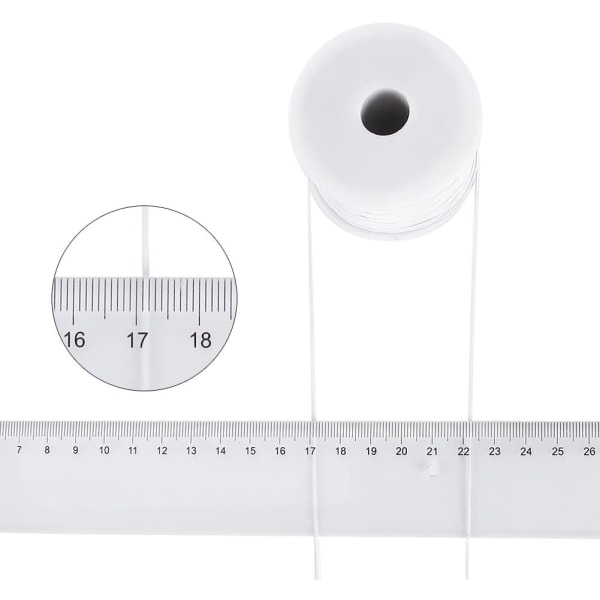 Hvid nylonbeklædt elastisk tråd - Rulle på 50 meter, 0,6 mm White