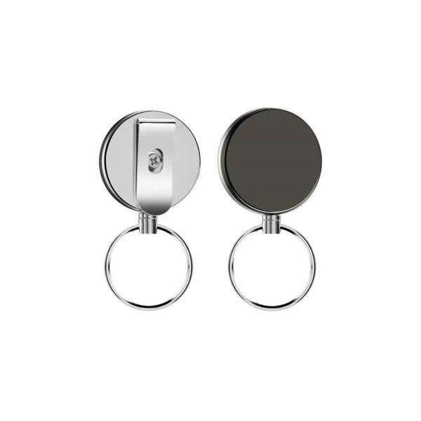 2 udtrækbare nøgleringe med yo-yo funktion og snor - 60cm Black