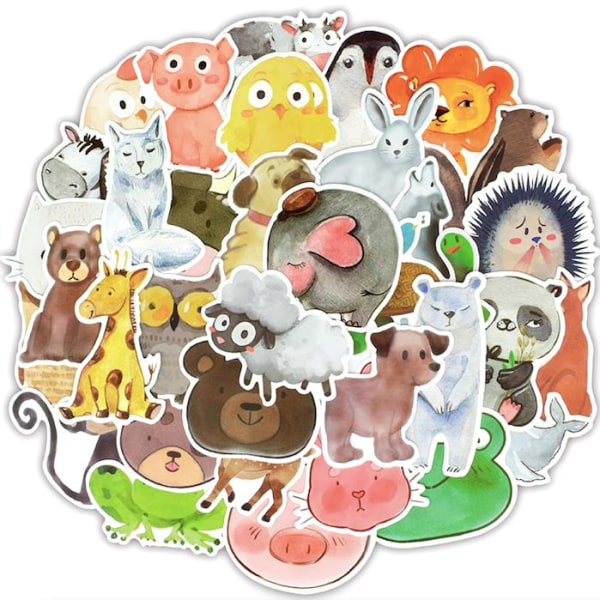 50 tarraa tarrat - Eläinaihe - Sarjakuva Multicolor