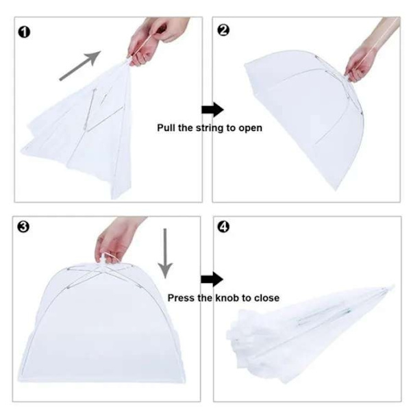 Pop-Up Matparaply av Mesh – Stilfullt Skydd for Dine Måltider White