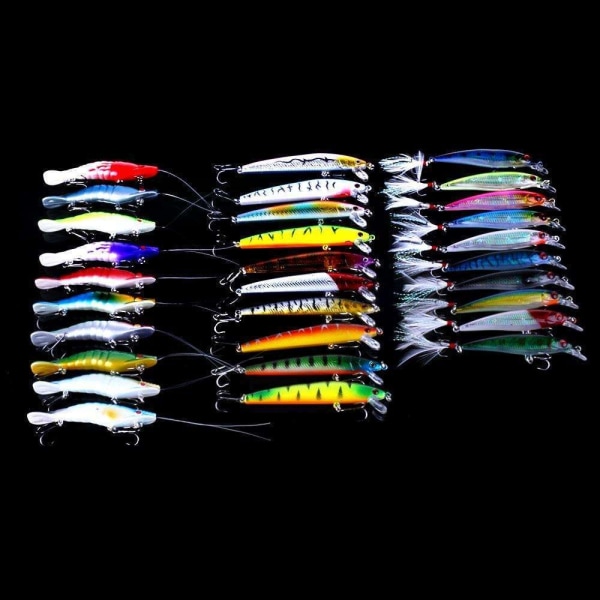 30-pack fiskedrag wobbler, Minnow mixed, Crankbait multifärg