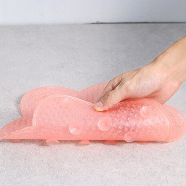 Fotmassage - Bathroom Foot Massage Pad Silicone Suction Non-Slip Rosa