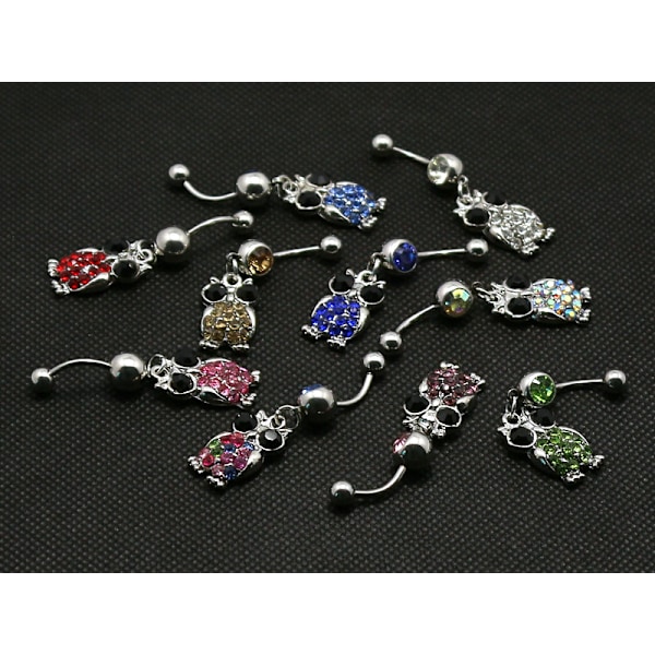 Navlepiercing ugle MultiColor 3. Färgglad