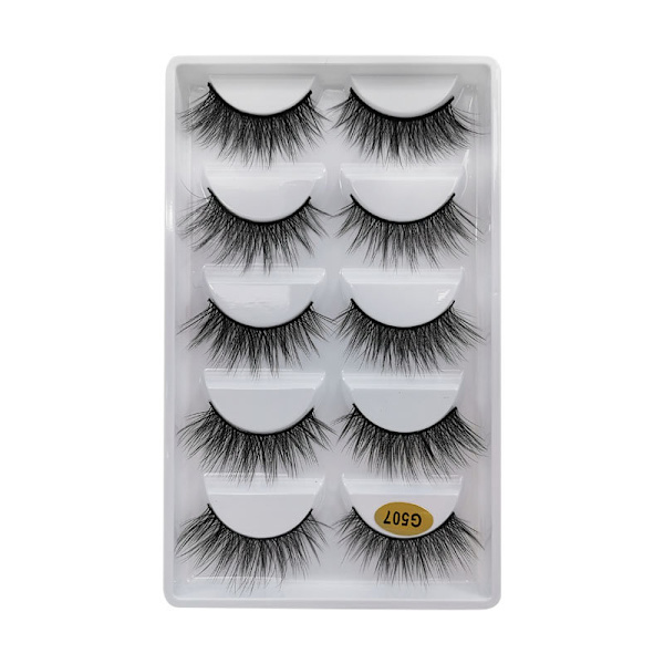 5 par falske øyevipper - 3D faux mink - G507 Black