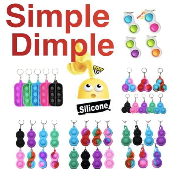 Simple dimple, MINI Pop it Fidget Finger Toy / Leksak- CE Blå - Lila - Rosa StorLiten-Bubblor - Blå - Lila - Ros