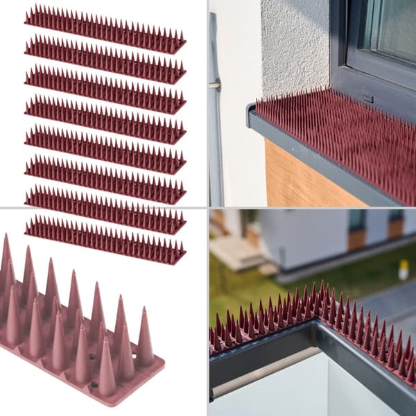 Fågelpiggar i plast – brun, 8 moduler monivärinen